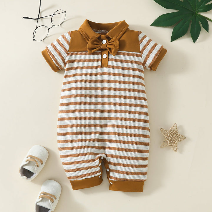 Why Your Baby Deserves the Best: Baby Boy Fashion Waffle Strip Short Sleeve Rompers