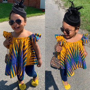 Summer Girls African Bohemian Style Flounced Sleeve Baby Shirt Top
