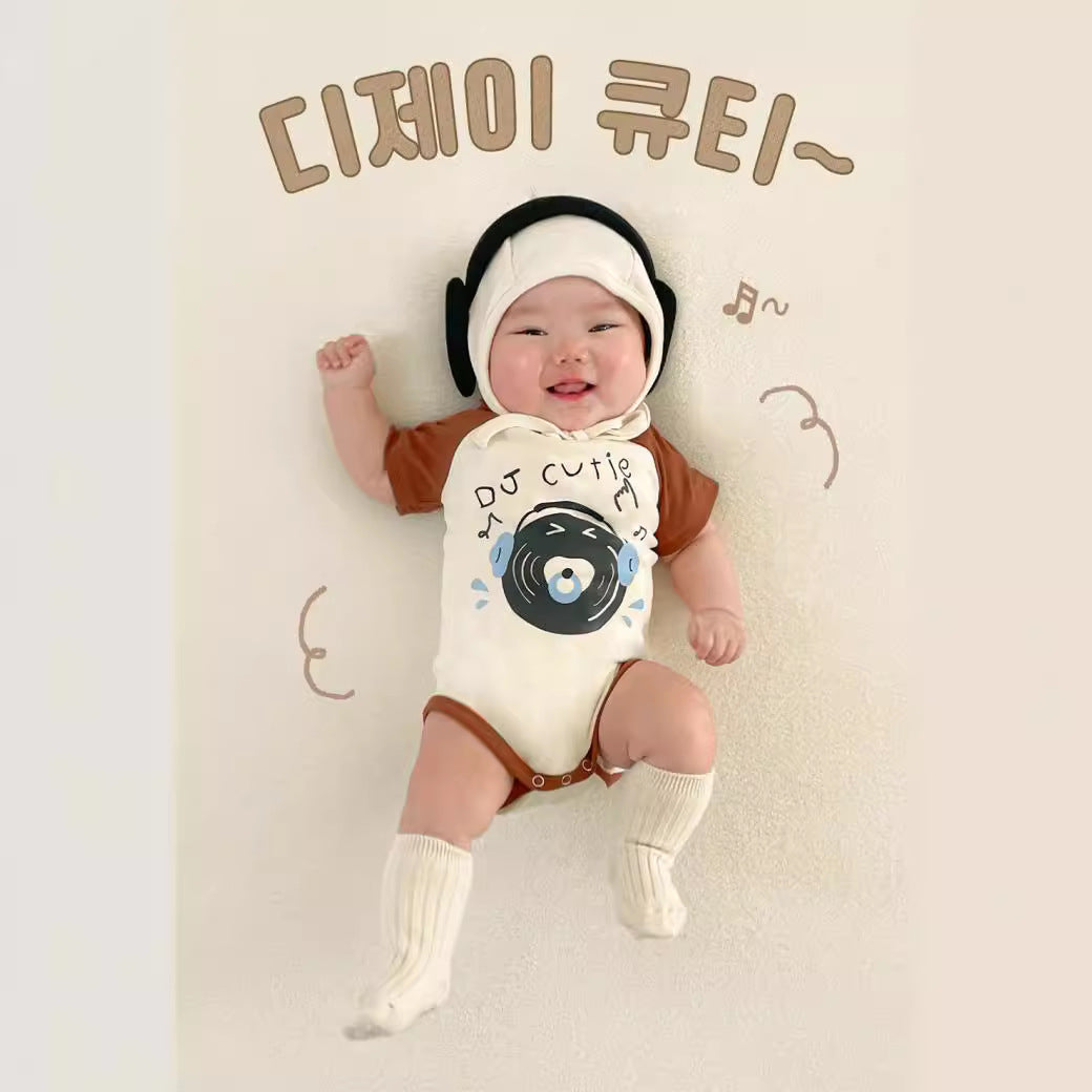 Ins Little DJ Print Modeling Romper Baby