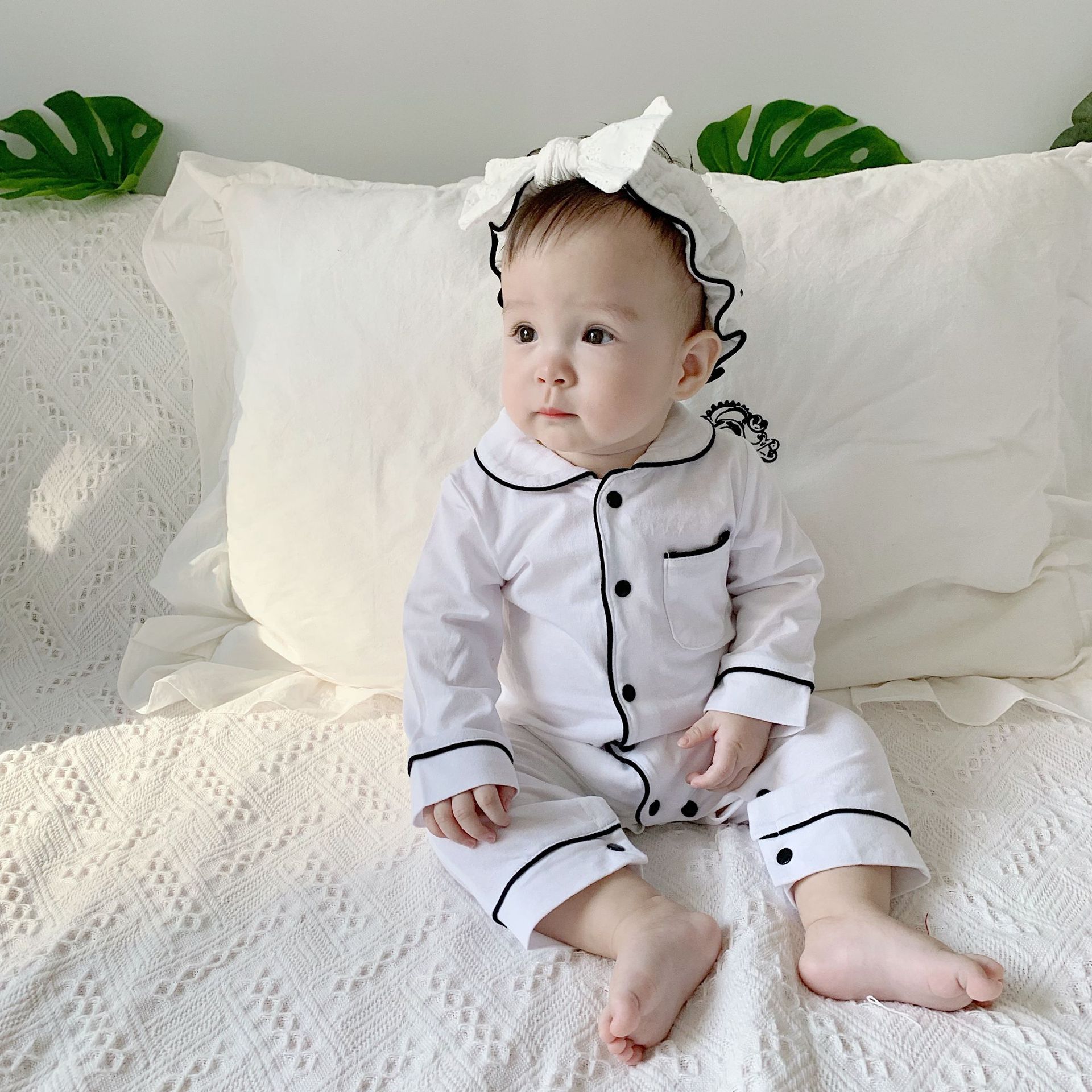 Baby pajamas solid color baby onesies