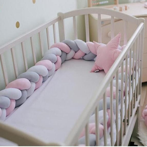 Braid Bed Rail Baby Crib Guard Knot Pillow