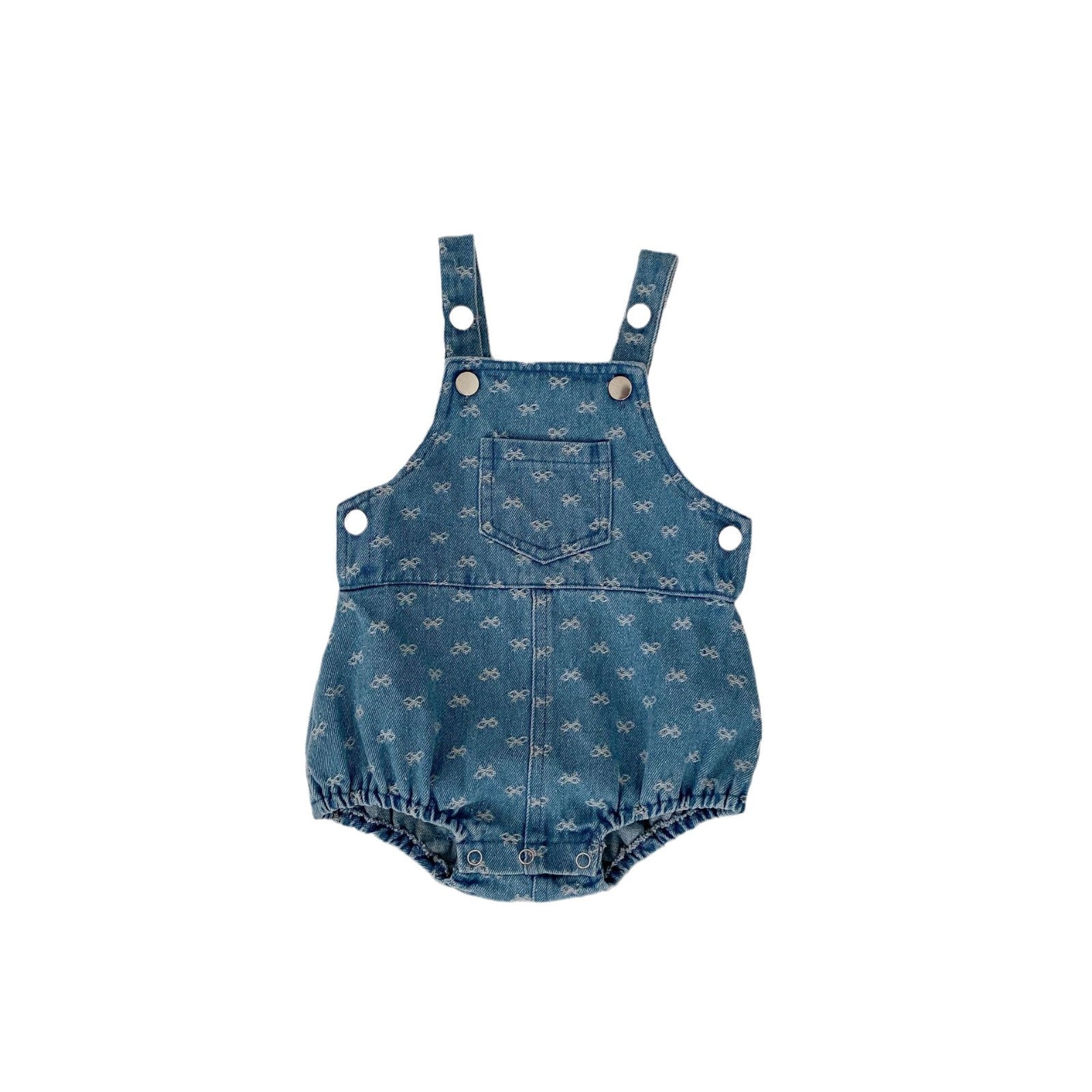 Bow Jacquard Strap Triangle Rompers