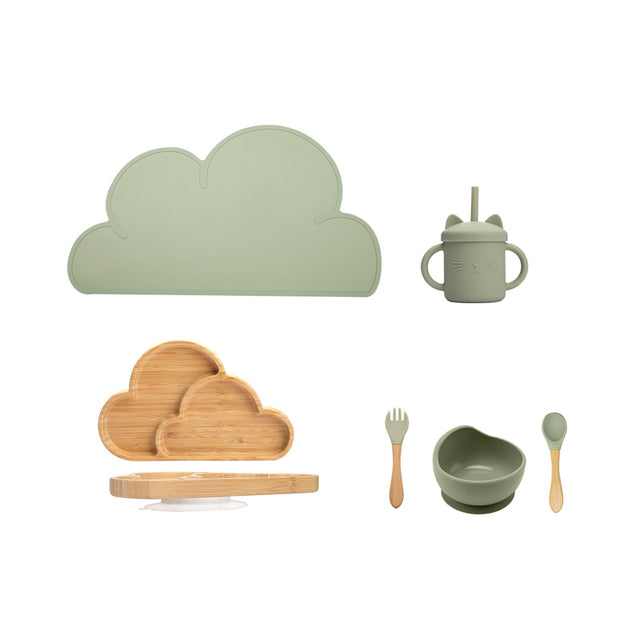 7Pcs Wooden Feeding Tableware Sets Kids