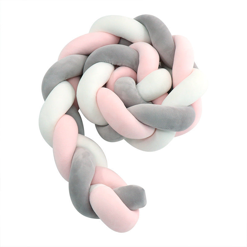 Braid Bed Rail Baby Crib Guard Knot Pillow