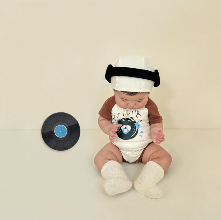 Ins Little DJ Print Modeling Romper Baby