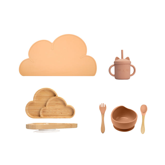 7Pcs Wooden Feeding Tableware Sets Kids